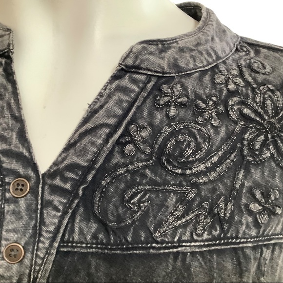 Long sleeve grey stonewashed tunic top - Picture 5 of 16